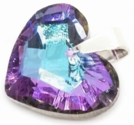 Dije de acero quirurgico corazon cristal  violeta 16mm